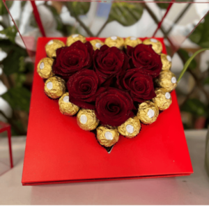 Box Corazón de Rosas y chocolate