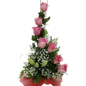 Arreglo Vertical de Rosas Rosadas