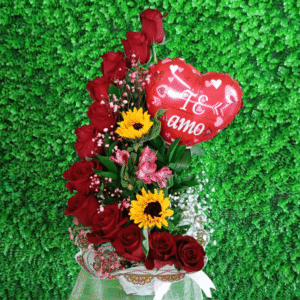 Arreglo Te Amo con Rosas y Girasoles