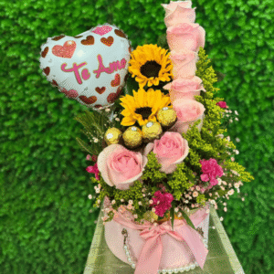 Box Amor con Rosas y Girasoles